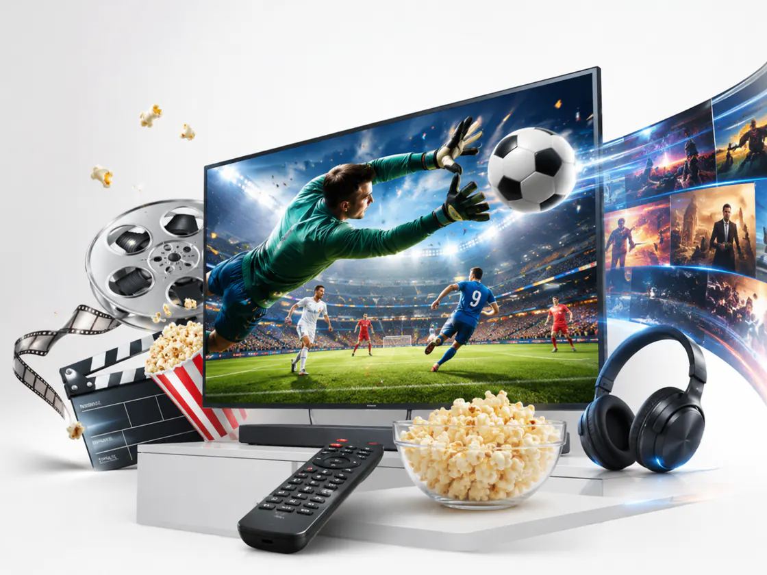 Sports and entertainment displayed on a modern home television setup